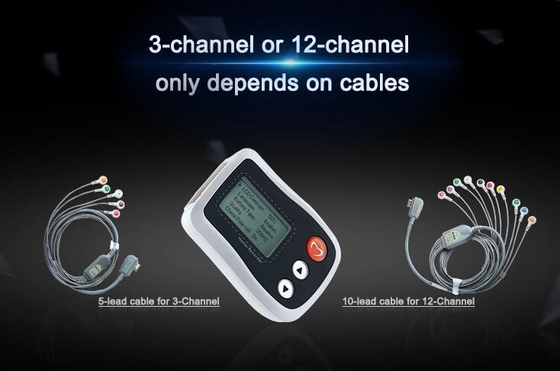 Il multi cavo cabla della tasca la mini ECG prova del monitor di Holter con i registratori bianchi